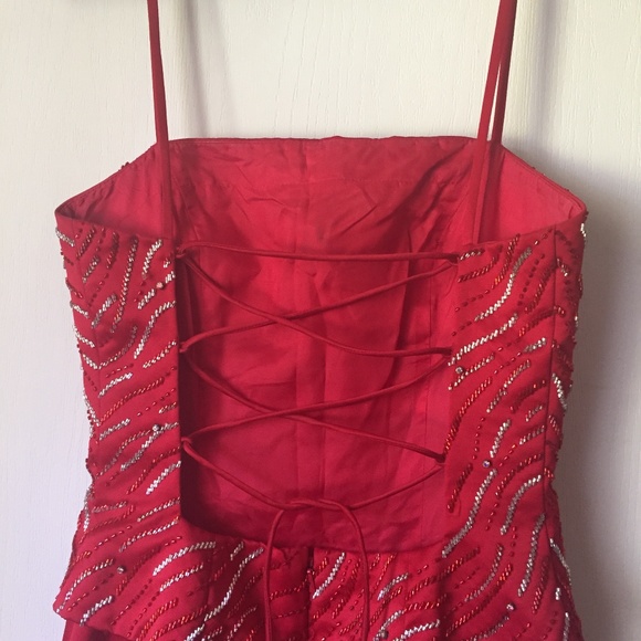 Red Ball Gown- Fit & Flare - Picture 4 of 8